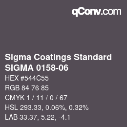 Color code: Sigma Coatings Standard - SIGMA 0158-06 | qconv.com