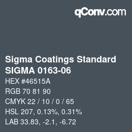 カラーコード: Sigma Coatings Standard - SIGMA 0163-06 | qconv.com