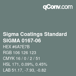 Color code: Sigma Coatings Standard - SIGMA 0167-06 | qconv.com