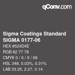 カラーコード: Sigma Coatings Standard - SIGMA 0177-06 | qconv.com