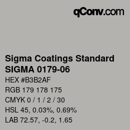 カラーコード: Sigma Coatings Standard - SIGMA 0179-06 | qconv.com