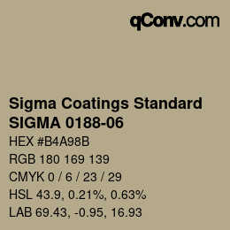 カラーコード: Sigma Coatings Standard - SIGMA 0188-06 | qconv.com