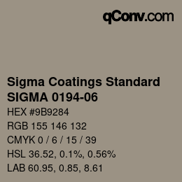 カラーコード: Sigma Coatings Standard - SIGMA 0194-06 | qconv.com