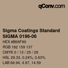 カラーコード: Sigma Coatings Standard - SIGMA 0196-06 | qconv.com
