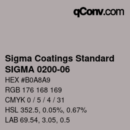 カラーコード: Sigma Coatings Standard - SIGMA 0200-06 | qconv.com
