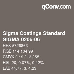 カラーコード: Sigma Coatings Standard - SIGMA 0206-06 | qconv.com