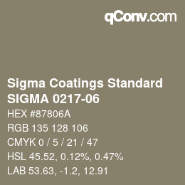 Color code: Sigma Coatings Standard - SIGMA 0217-06 | qconv.com