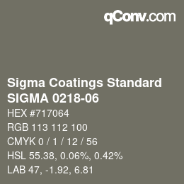 カラーコード: Sigma Coatings Standard - SIGMA 0218-06 | qconv.com