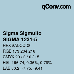 カラーコード: Sigma Sigmulto - SIGMA 1231-5 | qconv.com