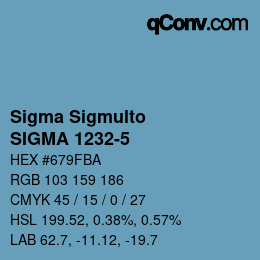 Código de color: Sigma Sigmulto - SIGMA 1232-5 | qconv.com