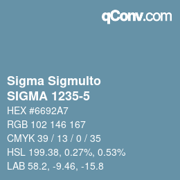 Código de color: Sigma Sigmulto - SIGMA 1235-5 | qconv.com