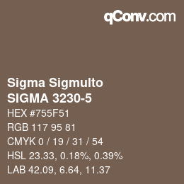 カラーコード: Sigma Sigmulto - SIGMA 3230-5 | qconv.com