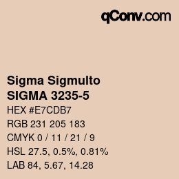 Código de color: Sigma Sigmulto - SIGMA 3235-5 | qconv.com