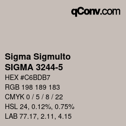 Código de color: Sigma Sigmulto - SIGMA 3244-5 | qconv.com