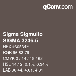 カラーコード: Sigma Sigmulto - SIGMA 3246-5 | qconv.com