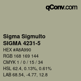 Código de color: Sigma Sigmulto - SIGMA 4231-5 | qconv.com