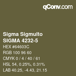 Código de color: Sigma Sigmulto - SIGMA 4232-5 | qconv.com