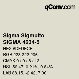 Código de color: Sigma Sigmulto - SIGMA 4234-5 | qconv.com