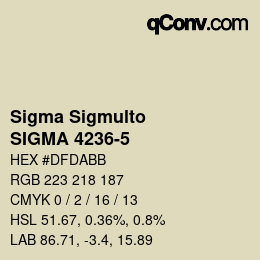 カラーコード: Sigma Sigmulto - SIGMA 4236-5 | qconv.com