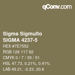 Código de color: Sigma Sigmulto - SIGMA 4237-5 | qconv.com