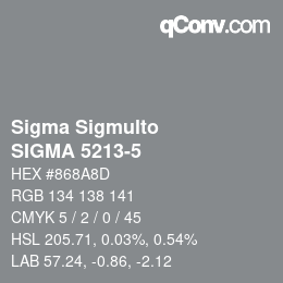 Código de color: Sigma Sigmulto - SIGMA 5213-5 | qconv.com