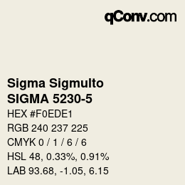 カラーコード: Sigma Sigmulto - SIGMA 5230-5 | qconv.com