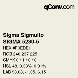 Code couleur: Sigma Sigmulto - SIGMA 5230-5 | qconv.com