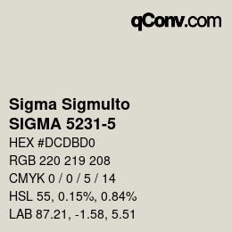 Code couleur: Sigma Sigmulto - SIGMA 5231-5 | qconv.com