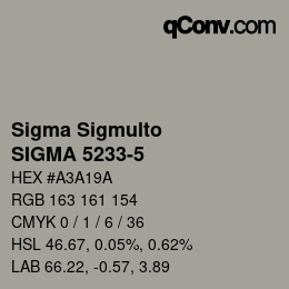 Código de color: Sigma Sigmulto - SIGMA 5233-5 | qconv.com