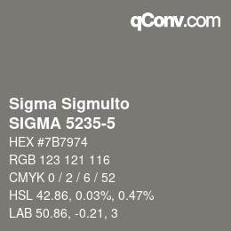 Código de color: Sigma Sigmulto - SIGMA 5235-5 | qconv.com