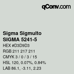 Code couleur: Sigma Sigmulto - SIGMA 5241-5 | qconv.com