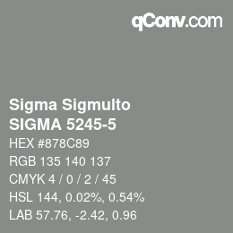 Código de color: Sigma Sigmulto - SIGMA 5245-5 | qconv.com