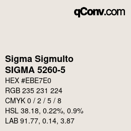 Code couleur: Sigma Sigmulto - SIGMA 5260-5 | qconv.com