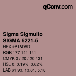 Code couleur: Sigma Sigmulto - SIGMA 6221-5 | qconv.com