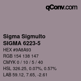 カラーコード: Sigma Sigmulto - SIGMA 6223-5 | qconv.com