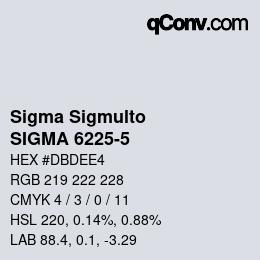 Código de color: Sigma Sigmulto - SIGMA 6225-5 | qconv.com