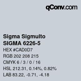 Código de color: Sigma Sigmulto - SIGMA 6226-5 | qconv.com