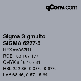 Farbcode: Sigma Sigmulto - SIGMA 6227-5 | qconv.com