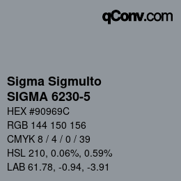 Código de color: Sigma Sigmulto - SIGMA 6230-5 | qconv.com