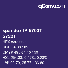 Código de color: spandex IP 5700T - 5752T | qconv.com