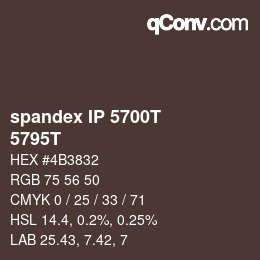 カラーコード: spandex IP 5700T - 5795T | qconv.com