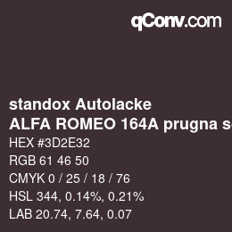 Código de color: standox Autolacke - ALFA ROMEO 164A prugna scuro | qconv.com