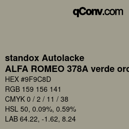 Code couleur: standox Autolacke - ALFA ROMEO 378A verde oro | qconv.com