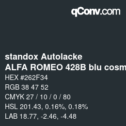 Código de color: standox Autolacke - ALFA ROMEO 428B blu cosmo | qconv.com