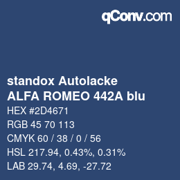 カラーコード: standox Autolacke - ALFA ROMEO 442A blu | qconv.com