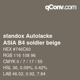 Farbcode: standox Autolacke - ASIA B4 soldier beige | qconv.com