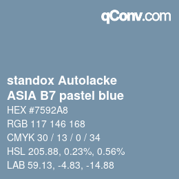 Farbcode: standox Autolacke - ASIA B7 pastel blue | qconv.com