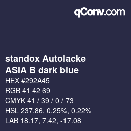 カラーコード: standox Autolacke - ASIA B dark blue | qconv.com