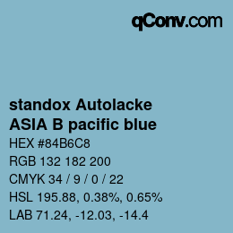 Farbcode: standox Autolacke - ASIA B pacific blue | qconv.com