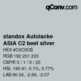 Farbcode: standox Autolacke - ASIA C2 beet silver | qconv.com